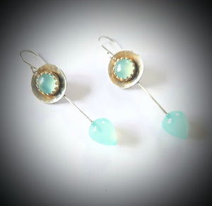Aqua and Sterling Silver Earrings