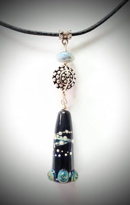 Art Glass Beads and Sterling Silver Pendant